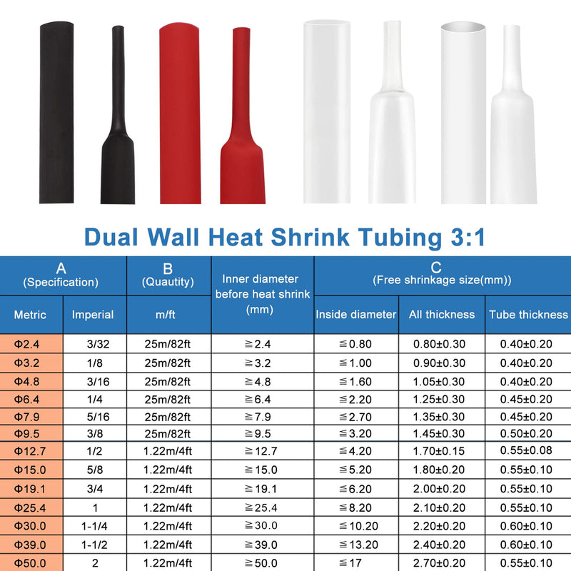 XHF UL Listed 1/2 Inch 55Ft 3:1 Waterproof Heat Shrink Tubing Roll Marine Grade Adhesive Lined Heat Shrink Tube, Insulation Sealing Oil-Proof Wear-Resistant Black (12.7mm(1/2"))-55ft
