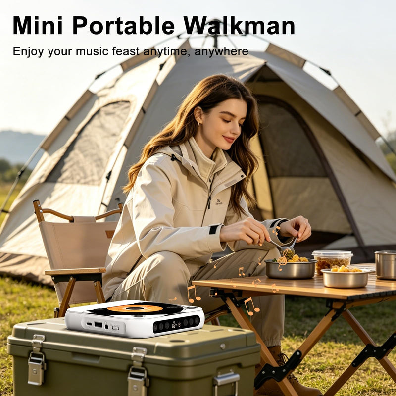 ZYOKATA CD Player Portable with Speakers Rechargeable for Home Audio Book with Headphones LCD Screen, Small Kids CD Players Bluetooth for Car Shockproof Support CD/AUX/USB (White)