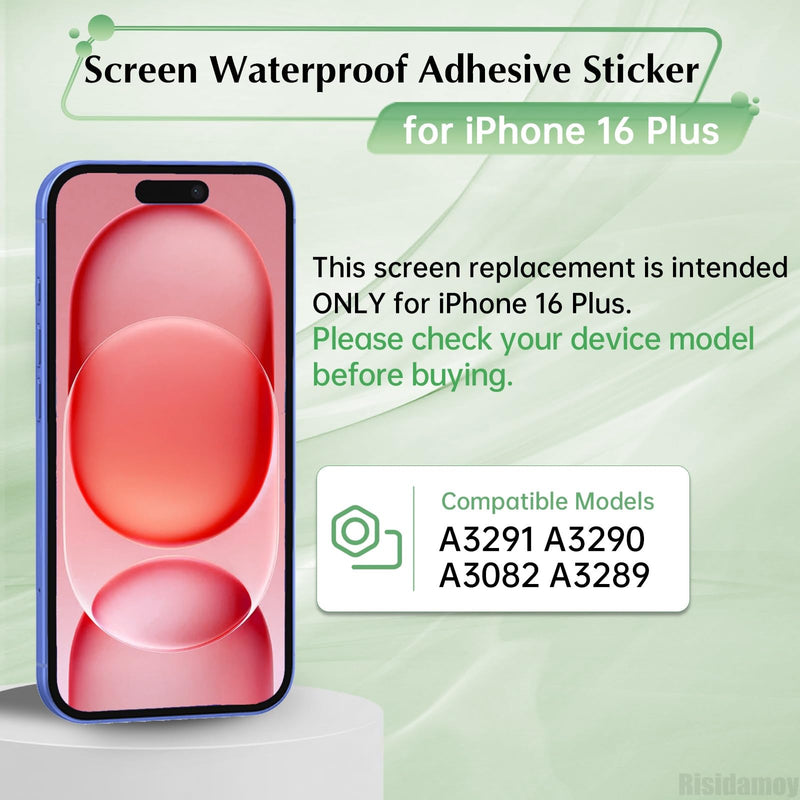 for iPhone 16 Plus 5PCS Screen WaterProof Adhesive Sticker | Display Waterproof Pre-Cut Adhesive Tape Stickers Front Housing Frame Sticker Tape for iPhone16plus A3291 A3290 A3082 A3289