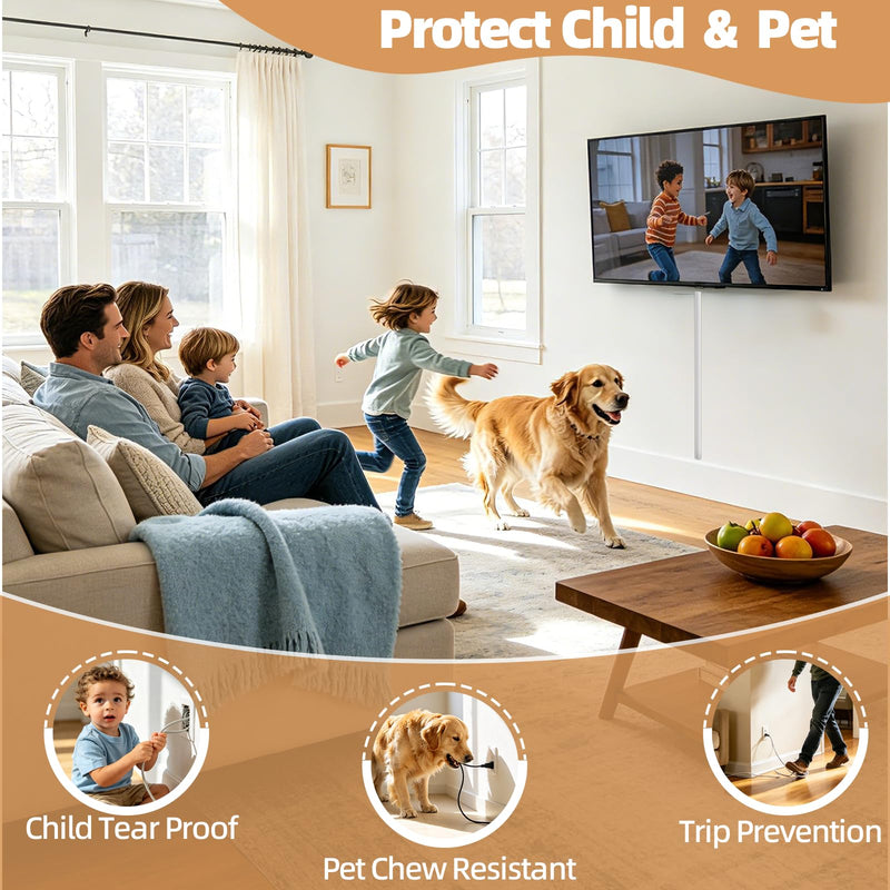 Kneelisa 39inch Silicone Single Cord Hider for Wall,Dia.<3/8",Flexible | Mini Cord Cover Raceway with Side Slot,Small Wire Concealer for One Cable-Cuttable & Bendable,Child & Pet Safe,White White Regular-39Inch