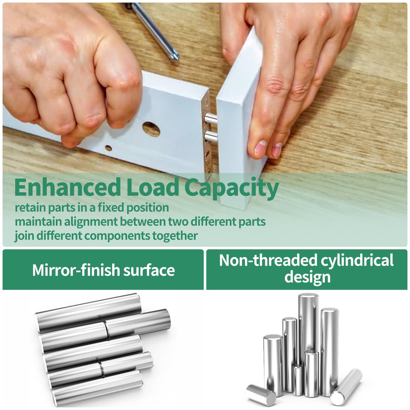 280Pcs 28 Sizes 304 Stainless Steel Dowel Pins Assortment Set, M1.5 M2 M2.5 M3 M4 M5 M6 Shelf Support Peg Pin Rod Fasten Elements