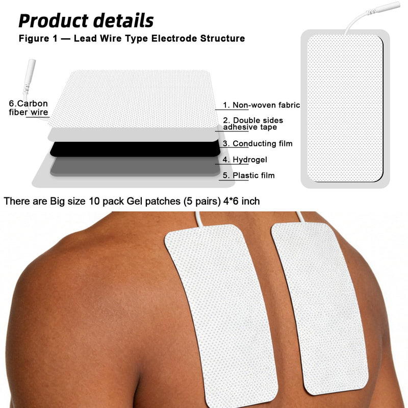 TENS Unit Electrode Pads 20 Pcs, 2" x 4" 2.0mm Pin Replacement Pads Compatible with Auvon, TENS 7000,Self-Adhesive Electrodes for Muscle Stimulator Pain Relief