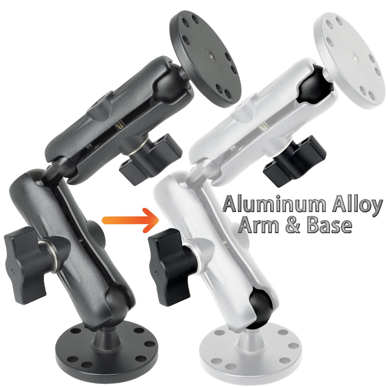 Aluminum Extension Arm,AMPS Round Plate Long Arm Ball Mount for GPS/Fish Finder/Camera,T-Bolt Attachment for Track Mount and Backup Camera Monitor,B Size 1" Ball Mount Compatible with RAM