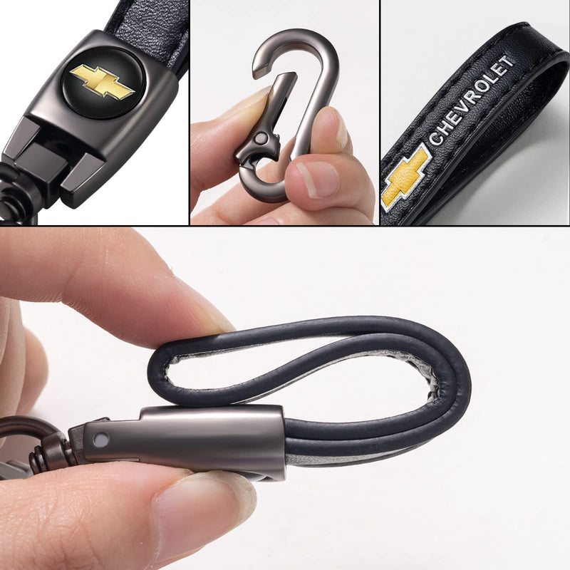 TACOMA Genuine Leather Car Keychain Key Chain for Men and Women Family Present Key Ring Accessories(Black) Black-07