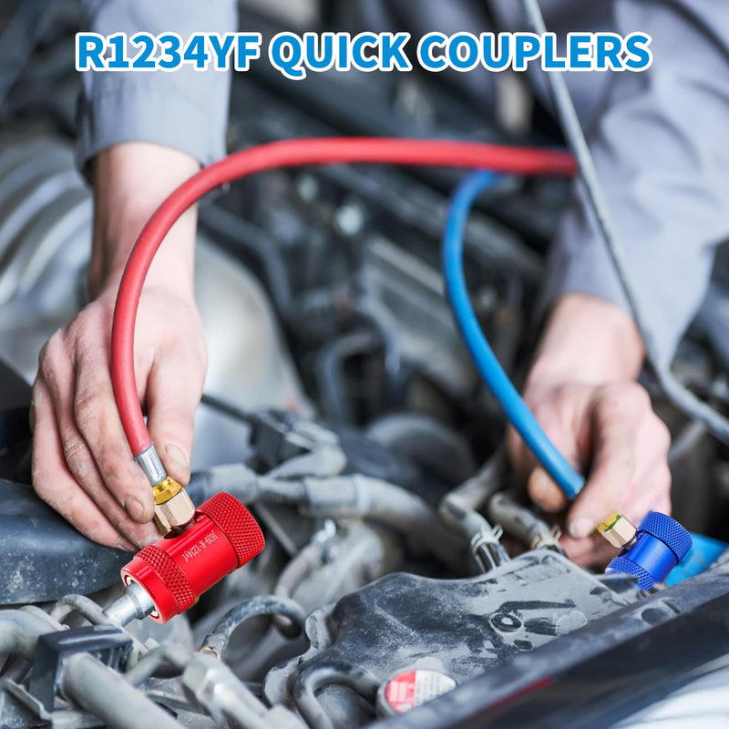 R1234YF Quick Couplers, R1234YF Adapter Kit, High/Low Pressure Side R1234yf Manual Connector Kit for AC Charging Style B