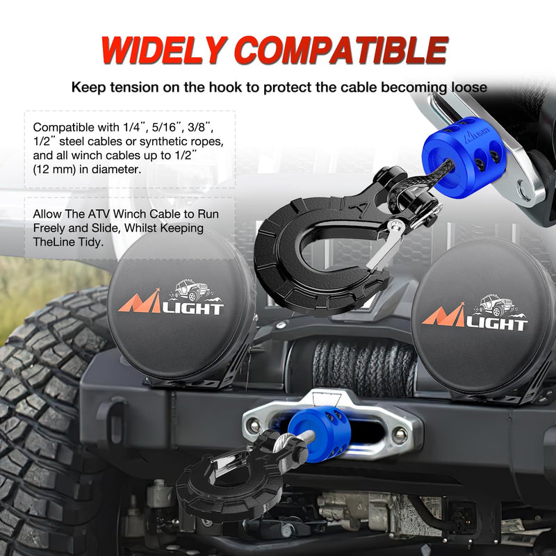 Nilight Winch Stopper for ATV UTV Truck SUV Winch Cable Hook Rubber Stopper Protect Towing Hook Synthetic Rope Winch Accessories Rope Line Saver with Stainless Steel Screws and Nuts Allen Wrenc, Blue 1 PCS