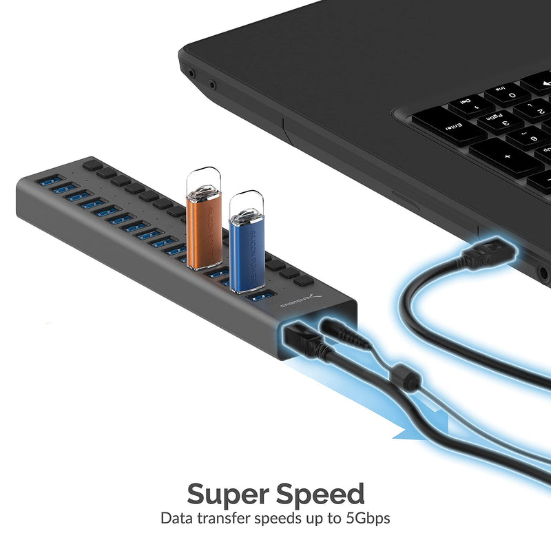 Sabrent 16-Port USB 3.0 Data HUB and Charger with Individual switches + USB External Stereo Sound Adapter