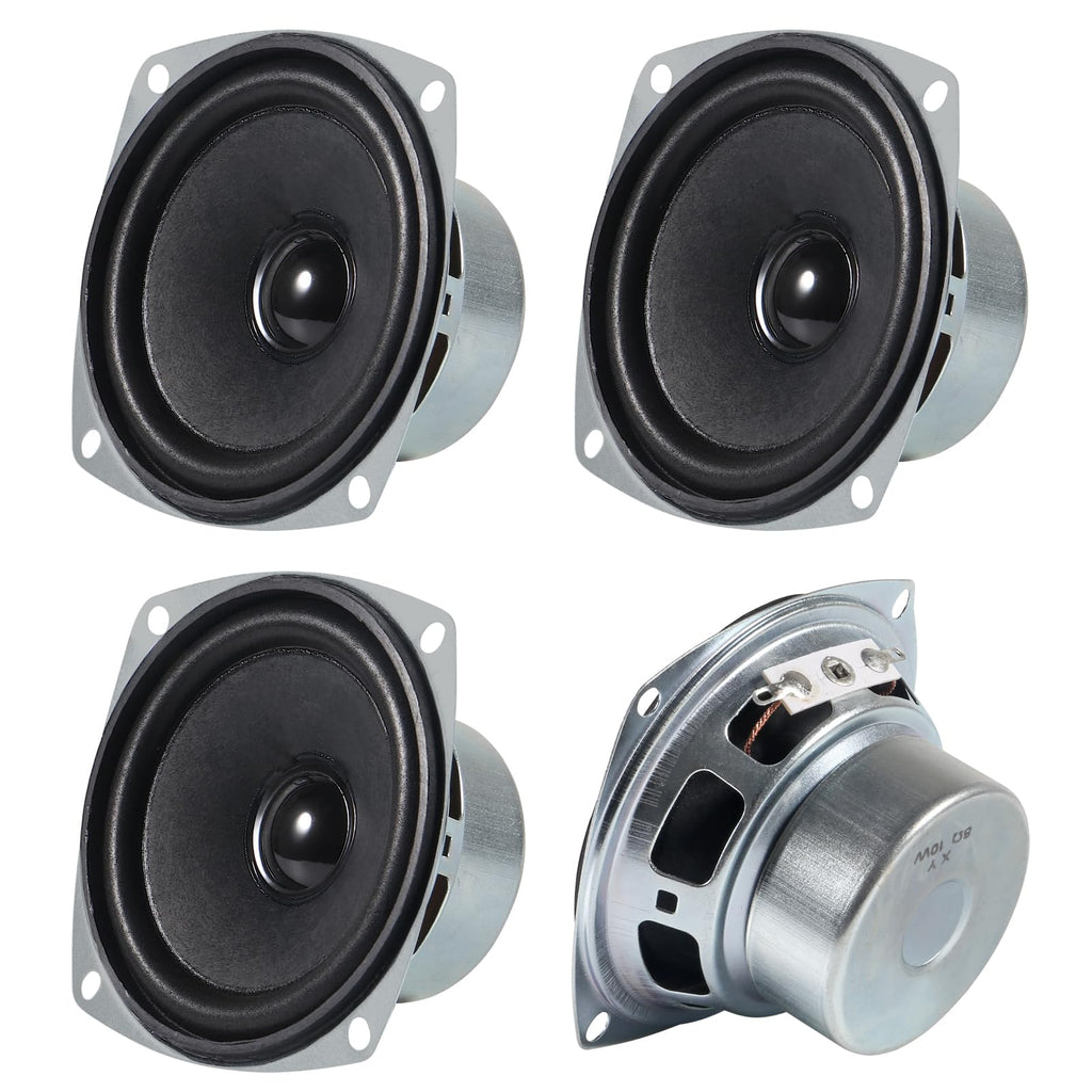 4PCS 10W Mini 3" HiFi Full Range Speaker 8 Ohm Anti-Magnetic Audio 2.0/2.1 Home Stereo Woofer Loudspeaker 90dB High Sensitivity for DIY Boom Box Satellites Speaker