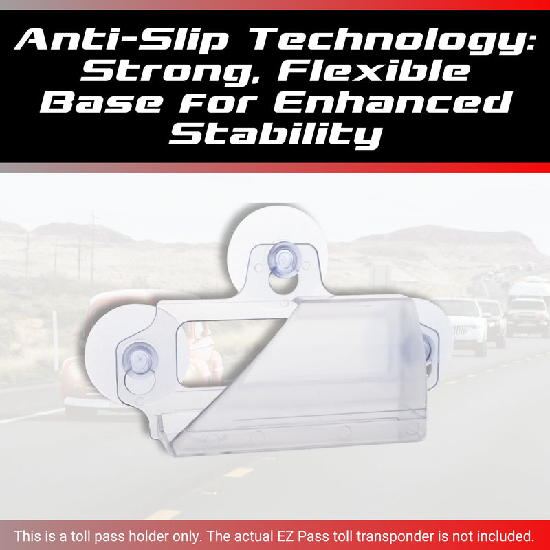 NuBliss EZ Pass Holder for Windshield – Strong 3 Suction Cups Transponder Holder for Car – Fits EZPass Mini & iPass – UV & Water Resistant – Clear