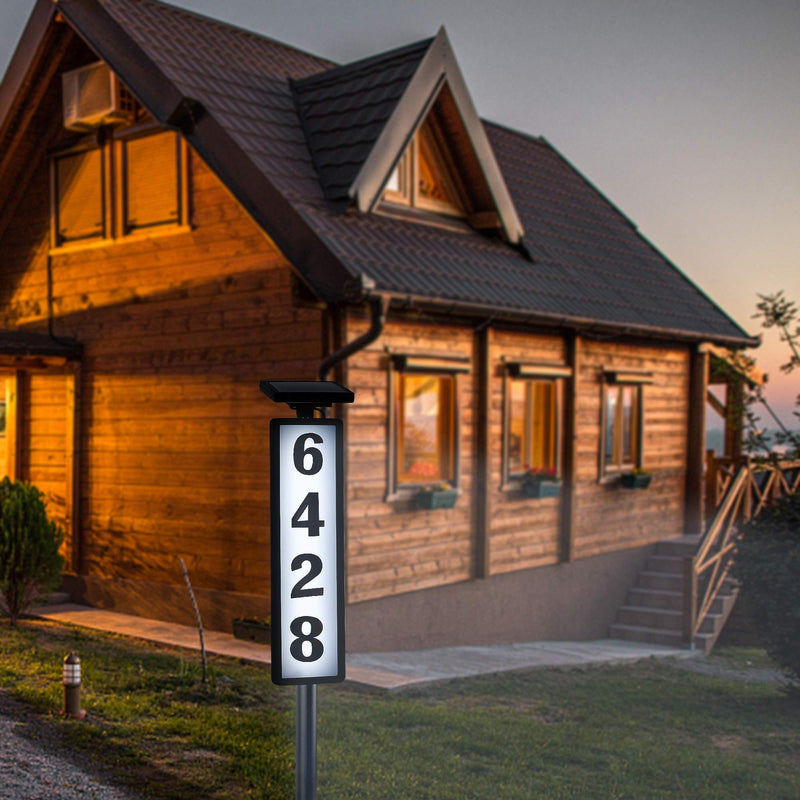 ATDAWN Solar Lighted House Address Numbers Sign, Solar Powered House Numbers Light, LED Illuminated Outdoor Address Plaque for Home Yard Garden House