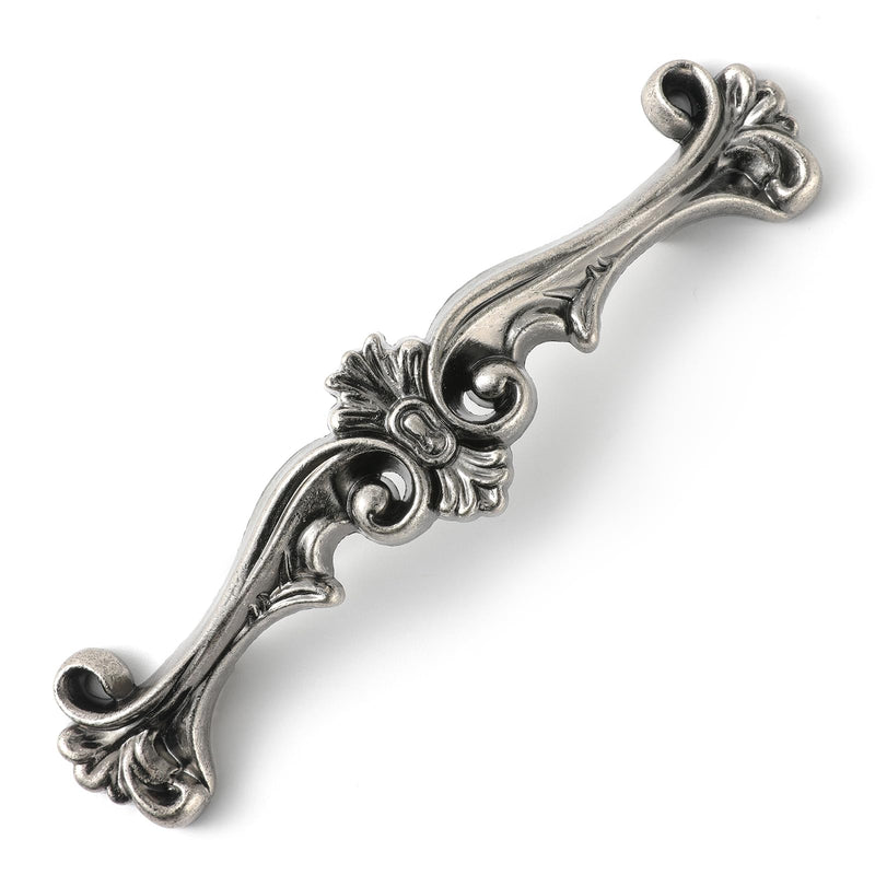 JETLAND Traditional Antique Cabinet Hardware - 6 Pack, Aged Silver, 3" Hole Centers, Vintage Pulls for Drawer Dresser Nightstand, AC0726OS076 3 Inch Hole Centers 0726