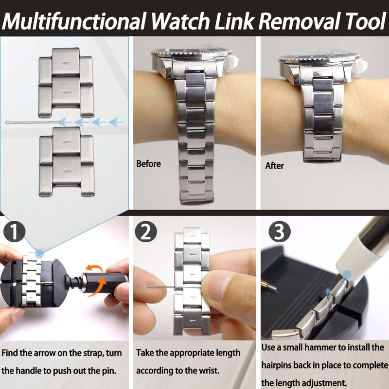 Watch Repair Kit, GLDCAPA Watch Press Tool Set, Watch Battery Replacement Tool Kit, Watch Link Removal Kit, Watch Case Opener, Watch Band Replacement Tool, Watch Repair Screwdriver, Tweezers