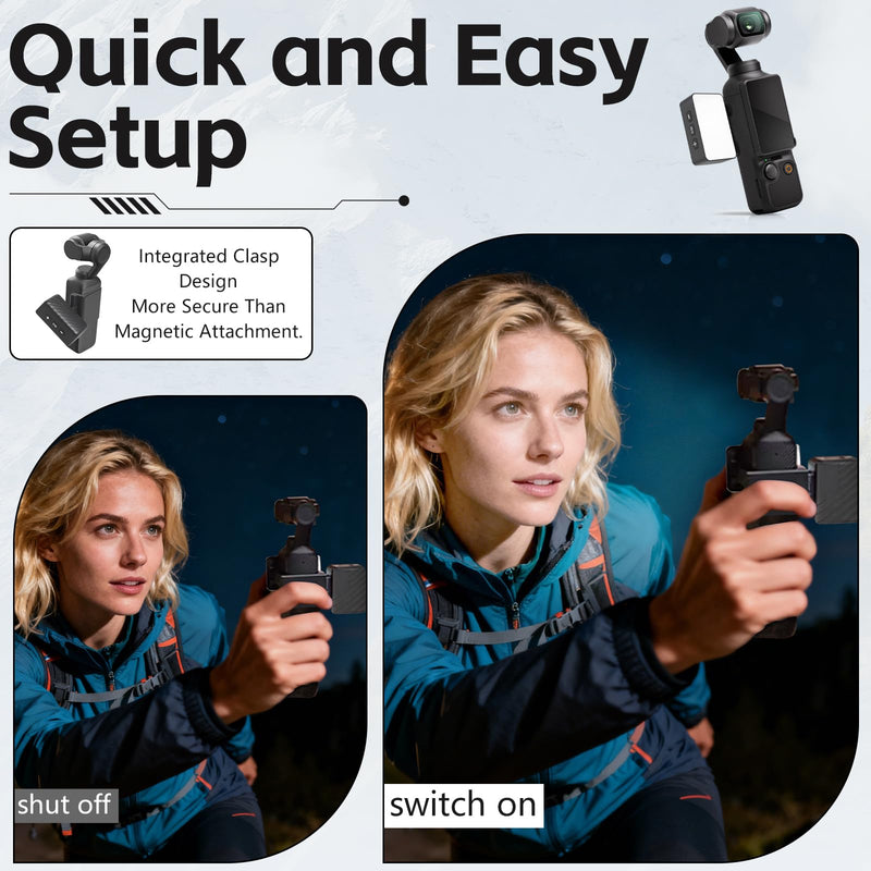 Mini Light for DJI Osmo Pocket 3, Fill Lighting Cold Hot Shoe LED Vlogging Light for DJI OSMO Pocket3 Accessories 500mAh, 9000K,Brightness 3 Levels Adjustable