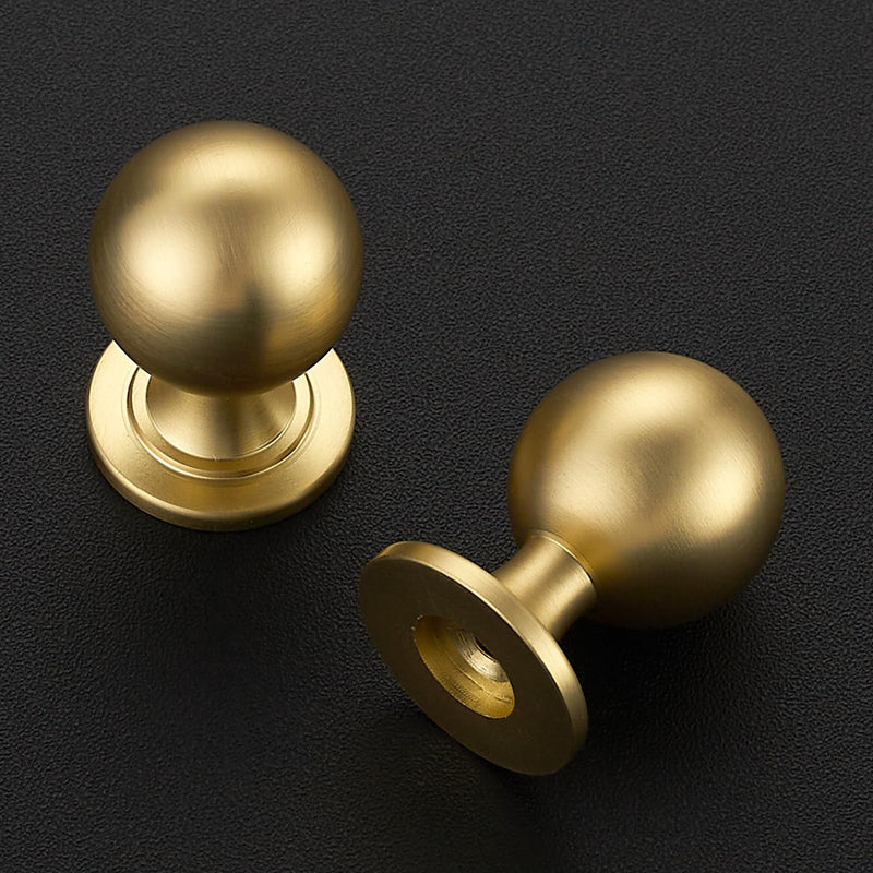 12 Pack Brushed Gold Cabinet Knobs, Round Ball Knobs for Kitchen Cabinets, Drawers, 0.85 Inch 12
