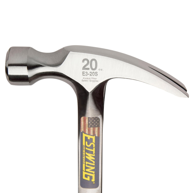 ESTWING Hammer - 20 oz USA Made Straight Rip Claw Hammer with Smooth Face & Shock Reduction Grip - E3-20S 20 oz (Ounces)