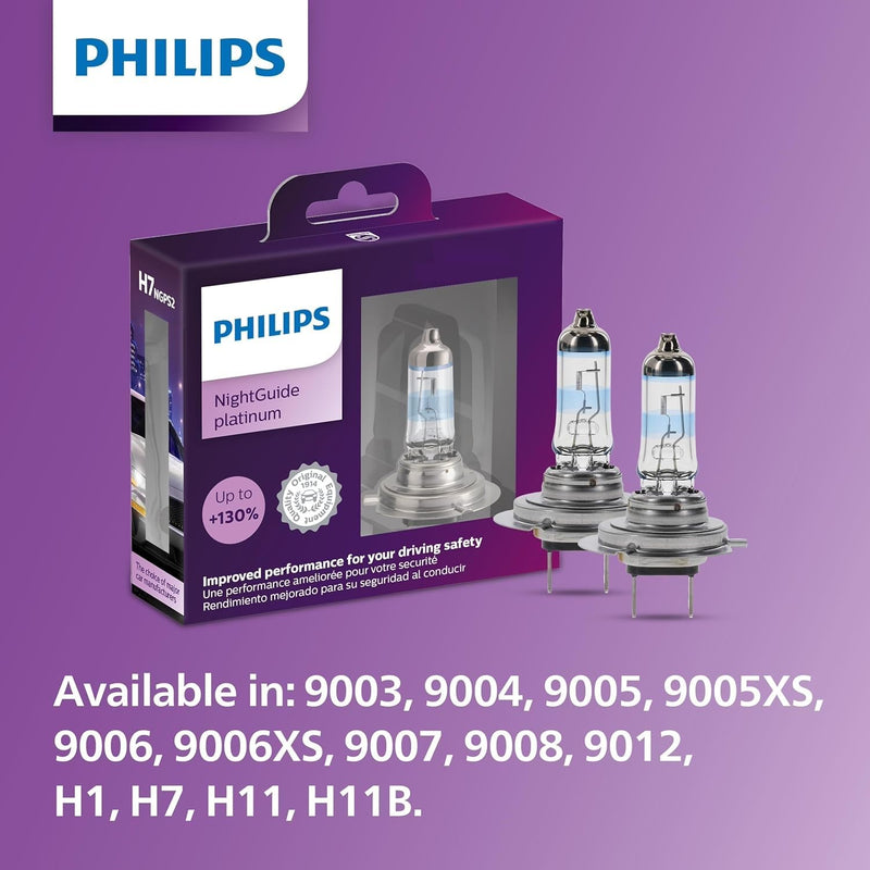  [AUSTRALIA] - Philips Automotive Lighting H7 NightGuide Platinum Premium Upgrade Automotive Replacement Headlight Bulb, Fits Select High Beam, Low Beam, and Fog Positions (Pack of 2)