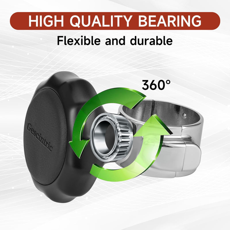 Steering Wheel knob Rotator, Vehicle Steering Wheel Rotator Ball Durable Suicide knob for Cars, SUV，Pickup Trucks, semi-Trailers, Vans, Lawn mowers, Tractors, Boats, etc (Black Cowhide) Black cowhide