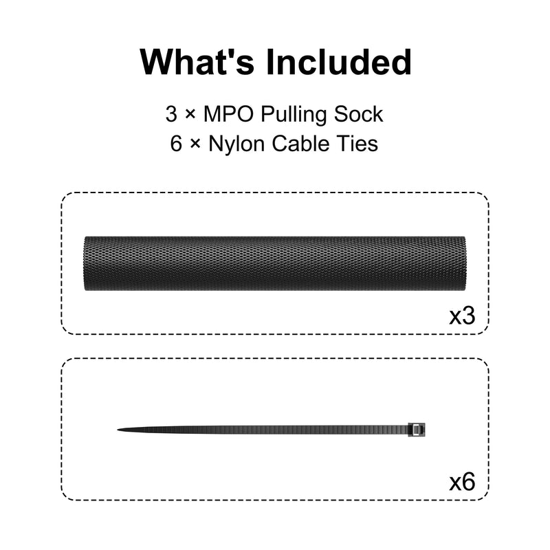 MPO Fiber Optic Pulling Sleeve, Connector Protector, 6in Grip | Protects MPO Fiber Optic Connector Heads During Conduit Pulling and Cable Routing, Reducing Installation Damage