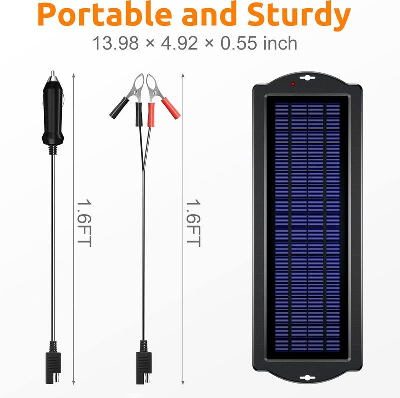  [AUSTRALIA] - SUNAPEX 12V Solar Trickle Charger Portable Power Solar Panel Solar Battery Charger 12 Volt Waterproof Solar Battery Maintainer for Car Truck Boat RV Motorcycle Marine Trailer Battery 1.8W