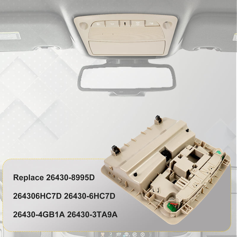 Car Dome Light Overhead Console Assembly Compatible with Nissan Altima Teana Sentra 2013-2018 map Light Assembly Cab LED Interior Overhead Dome Light Replace 26430-C990D