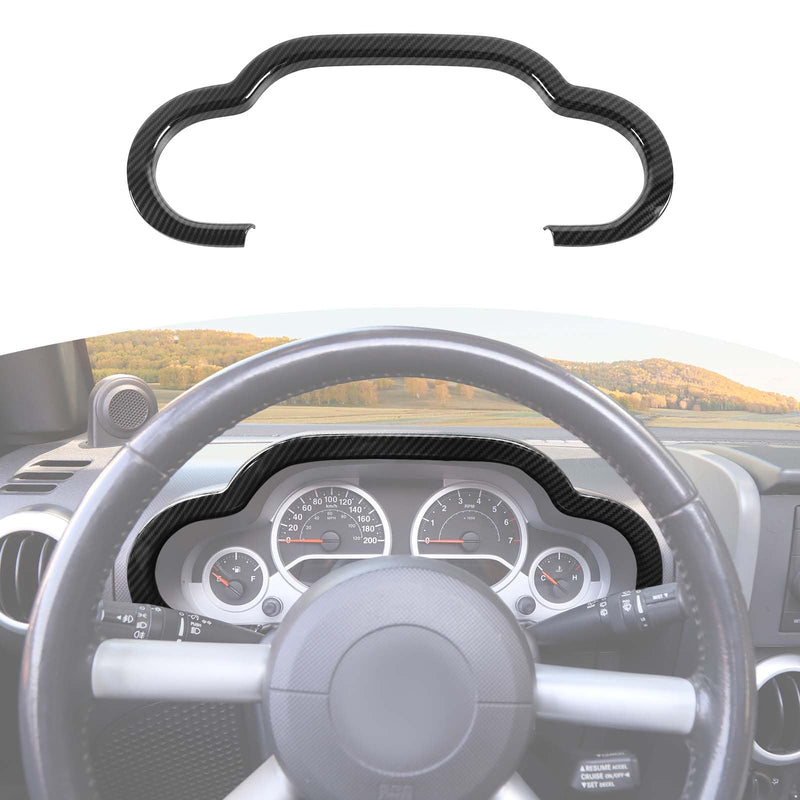 RT-TCZ for Jeep JK Dash Cluster Instrument Panel Gauge Trim Cover Carbon Fiber for Jeep Wrangler JK JKU 2007-2010 Carbon Fiber Interior Accessories