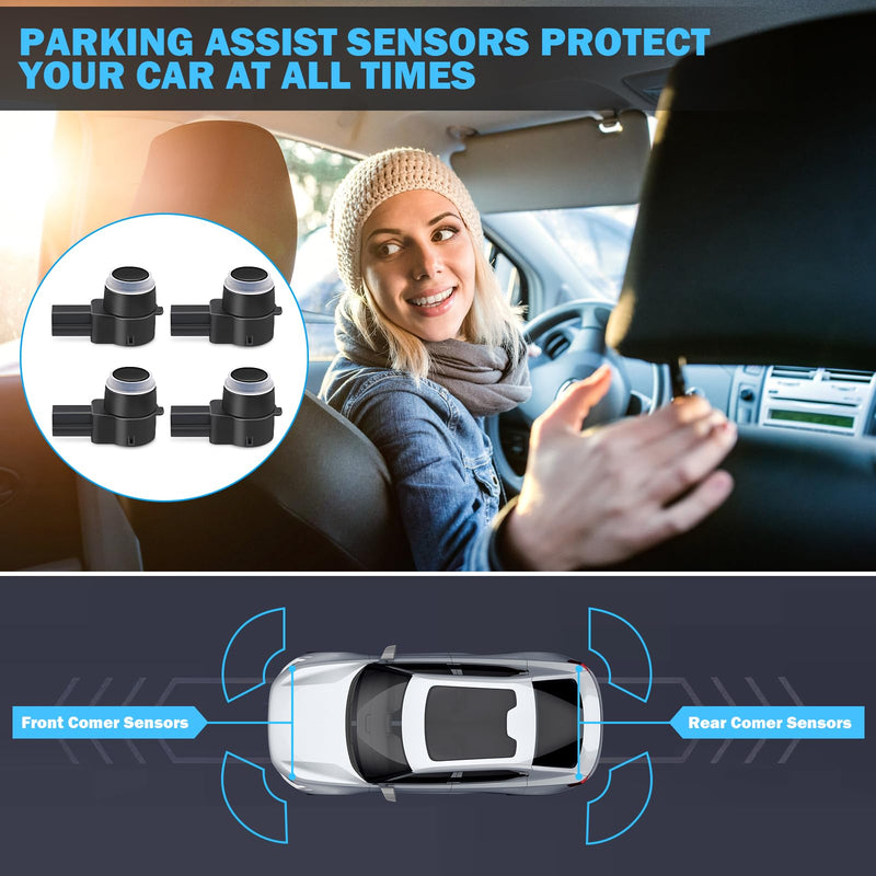 4 PCS PDC Parking Assist Sensor - Compatible with Dodge Journey, Durango, Ram 1500 2500 3500, Jeep Commander, Liberty, Grand Cherokee - Replace 1EW63TZZAA - Reverse Backup Parking Sensor