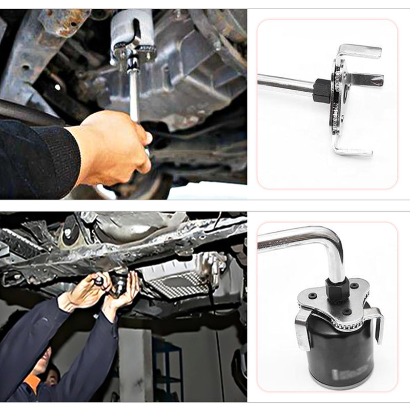 carleef Adjustable Oil Filter Wrench Tool,3 Jaw 2 Way Oil Filter Remover Tool from 2-1/2 Inch to 4.5 Inch,Universal Car Accessories Oil Filter Tool for Most Cars Trucks
