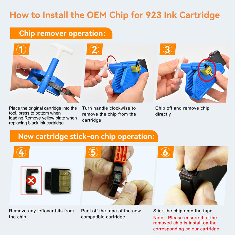 923 Ink Cartridges Combo Pack Replacement for HP 923 Ink Cartridge | Work for OfficeJet 8120 8122e 8123 OfficeJet Pro 8130 8135e 8138e 8139e Printer Without Chip (4 Pack)