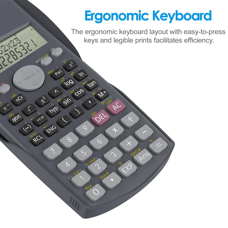 2-Line Engineering Scientific Calculator, Suitable for School and Business, Black