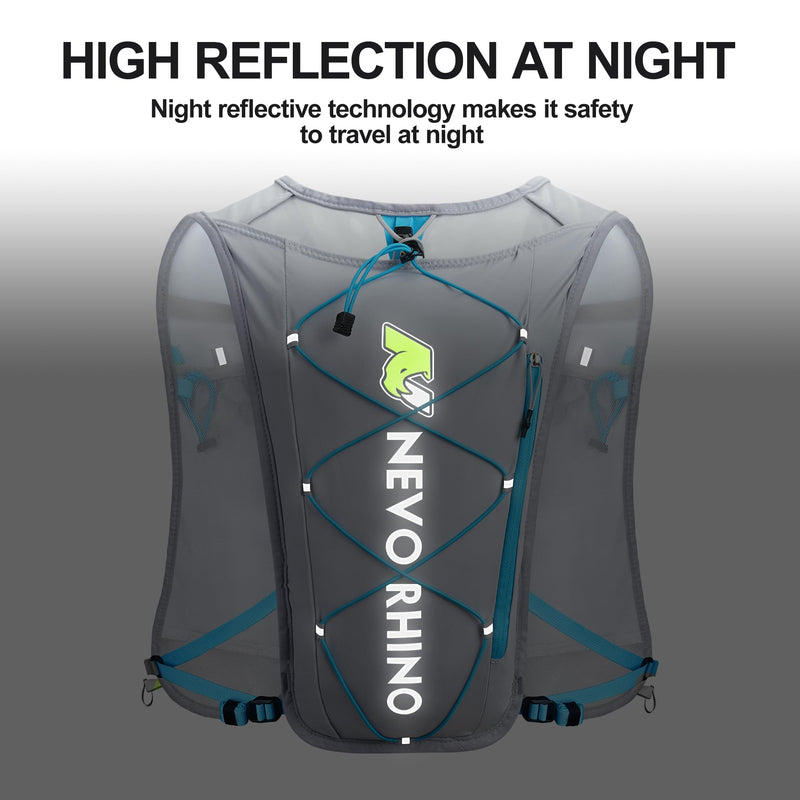 Waterproof Running Vest, 5.5L Breathable Running Hydration Vest with 1.5L Water Bladder, Water Vest for Hiking, Trail Marathon Race, Ideal for Women and Men Light Gray pack with 1.5L water Bladder