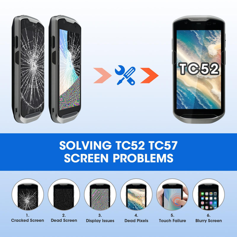 TC52 LCD Screen with Touch Digitizer for Zebra TC52 TC520K TC57 TC57HO Barcode Scanner Handheld Mobile Computer, High-Resolution Display Replacement
