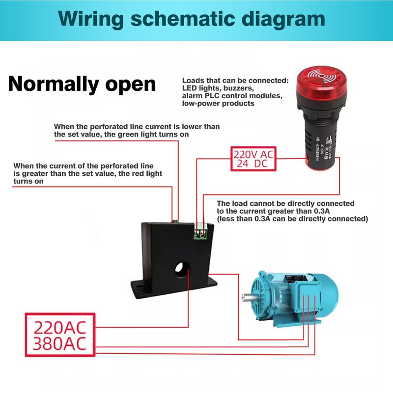 Jadeshay AC Current Sensing Switch Normally Open Current Sensing Relay 240V AC 0.2-30A Adjustable Current Sensor M3050 Model