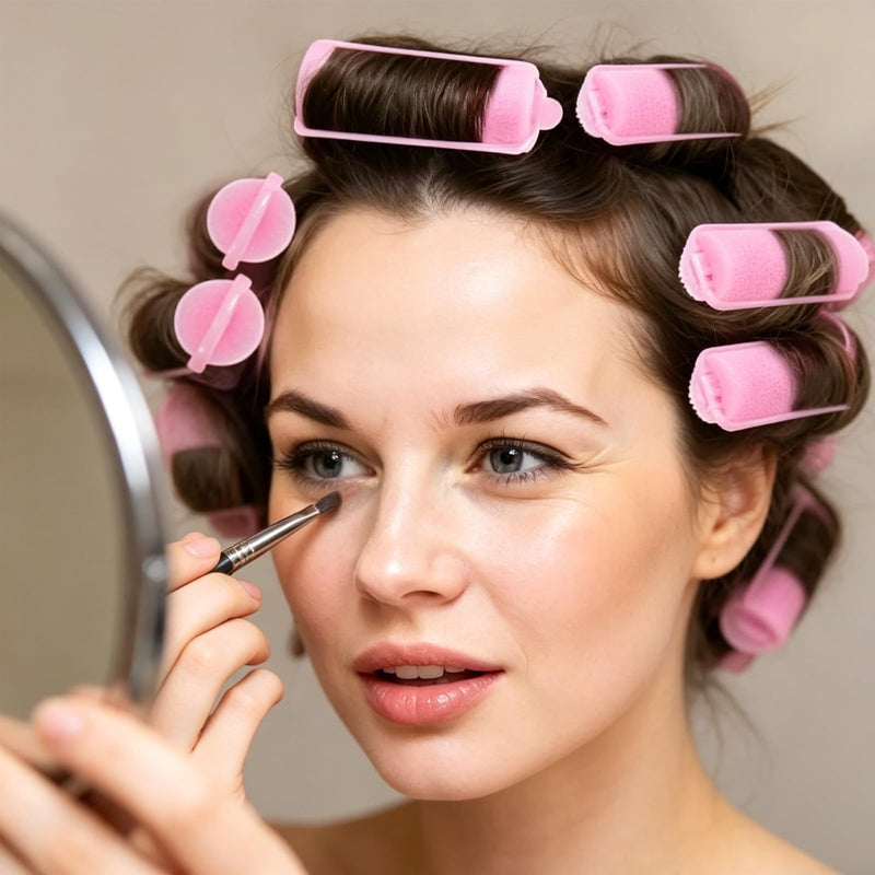 12pcs Foam Sponge Hair Rollers, Pink DIY Curling Tool, Soft Flexible Curlers, Durable Foam Hair Rollers, for Overnight Sleeping, Styling, Home Salon Use