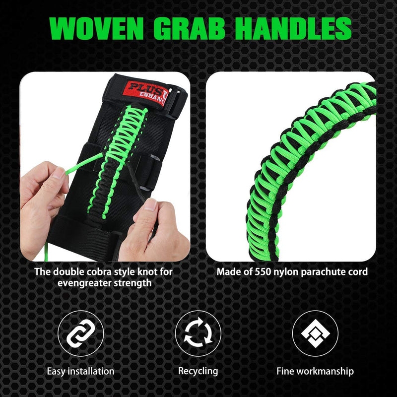Roll Bar Grab Handles Grips Triple Straps for UTV ATV Polaris Ranger RZR XP900 1000 Honda Pioneer Talon Kawasaki Wildcat Yamaha YXZ Can 1.75 to 2 Inch 2PCS Green