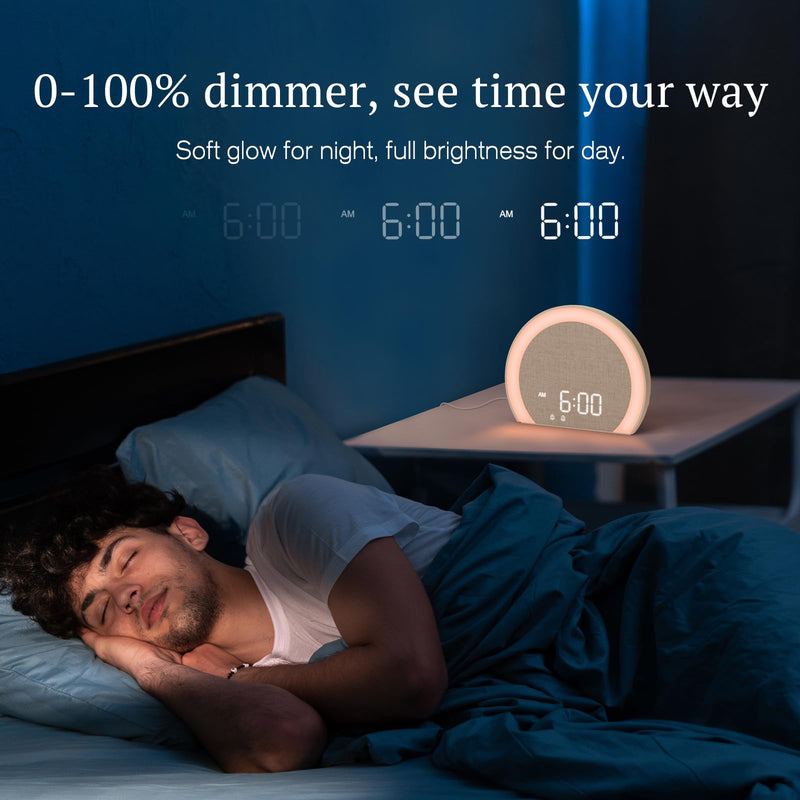 ANJANK Extra Loud Alarm Clock with Wireless Bed Shaker, Vibrating Dual Alarm with Light Wake Up for Heavy Sleepers & Hearing Impaired, 9-Color Night Light, 8 Sounds, 0-100% Dimmer, USB Charger Latte
