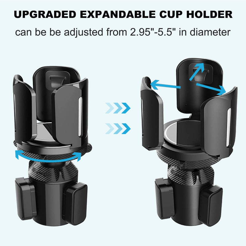 Upgraded 64oz Large Cup Holder Expander with Coaster for Car, Expandable Cup Holder Adapter with Adjustable Base, Universal Compatible with Yeti, Hydro Flasks, Owala, Other Big Bottles Mugs Drinks