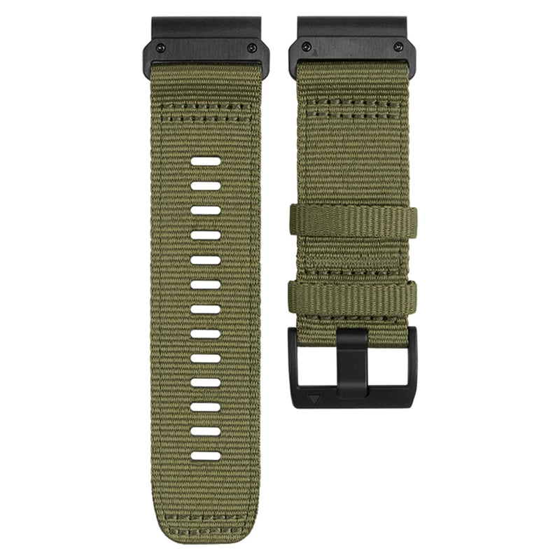 Abanen Upgraded Quick Fit 22mm Nylon Watch Bands for Garmin Fenix 7 / Fenix 6 / Fenix 5 / EPIX Pro 47mm, Adjustable Woven Webbing Sports Strap with Stainless Steel Clasp for Forerunner 955, MARQ Military Green