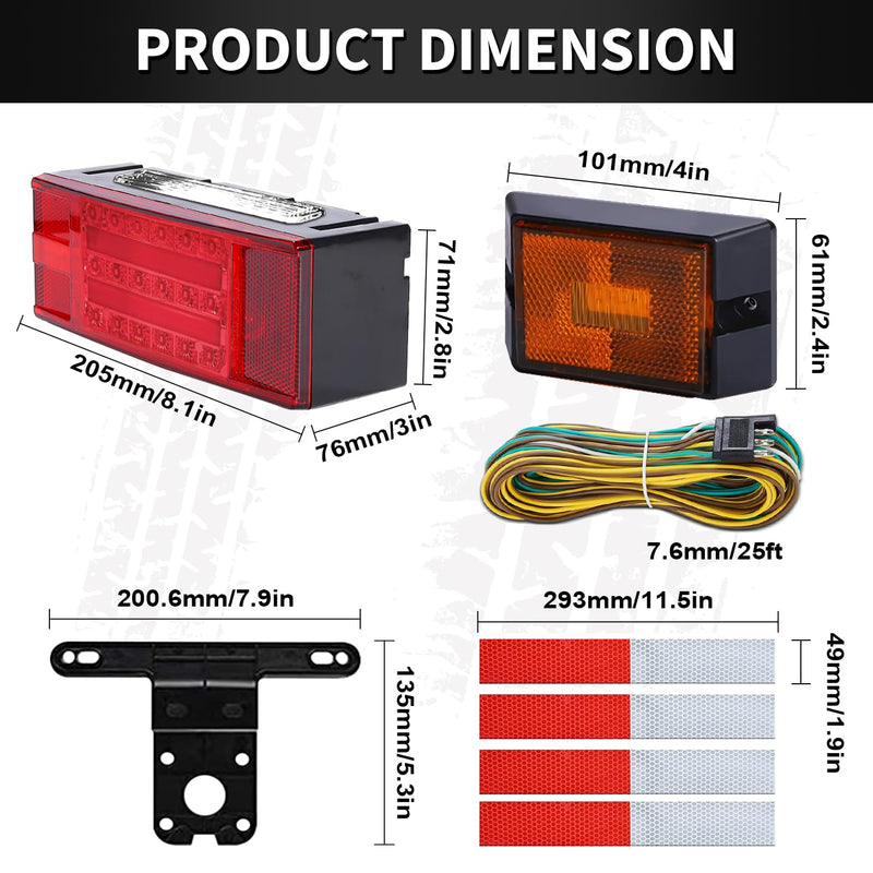 Gonice Submersible Boat Trailer Light Kit - Super Bright LED Trailer Lights with Halo Strip Lights - Ideal for Camper Truck RV Snowmobile Under 80" - DOT Compliant, IP68 Waterproof