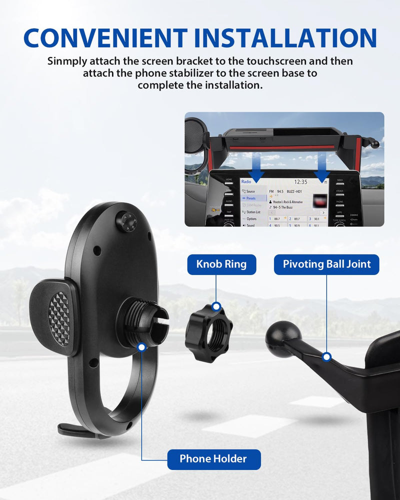 Autorder Car Phone Holder for 2021-2024 Toyota Sienna Accessories Center Console Dash Organizer with Dedicated Card Coin Storage Box 360°Rotation Phone Mount Hands-Free (Only for 8'' Screen)
