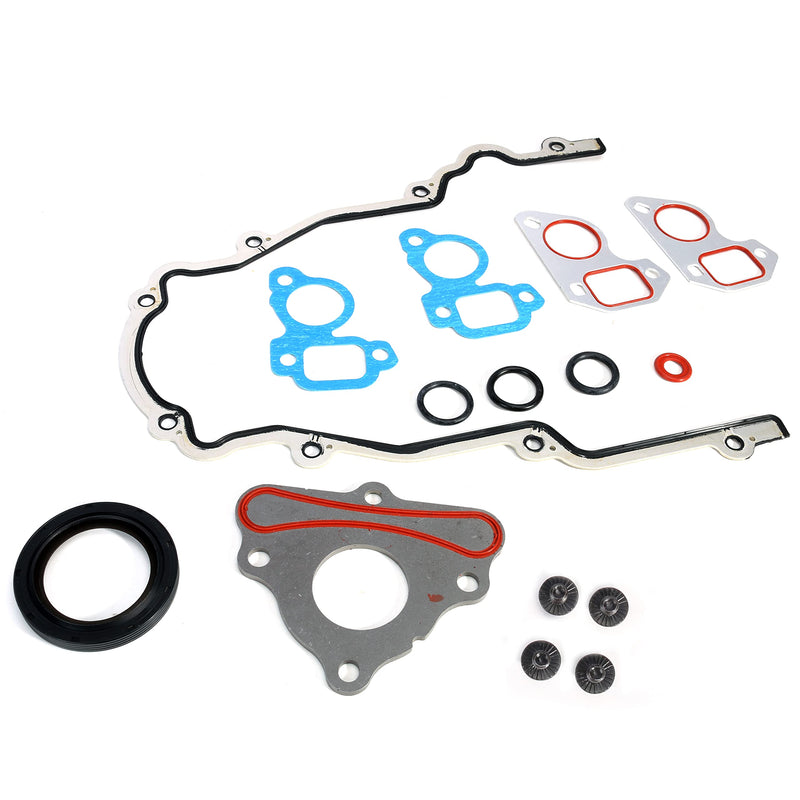 Timing Cover Gasket Set, for LS Camshaft Thrust Retainer Plate Gasket Seal Cam w/Bolt,Water Pump Gasket,Crankshaft Seal,for GM Gen III IV V LS1 LT1 L86 L84 LT4 LQ4 LS2 LS3,4.8/5.3/6.0/6.2L