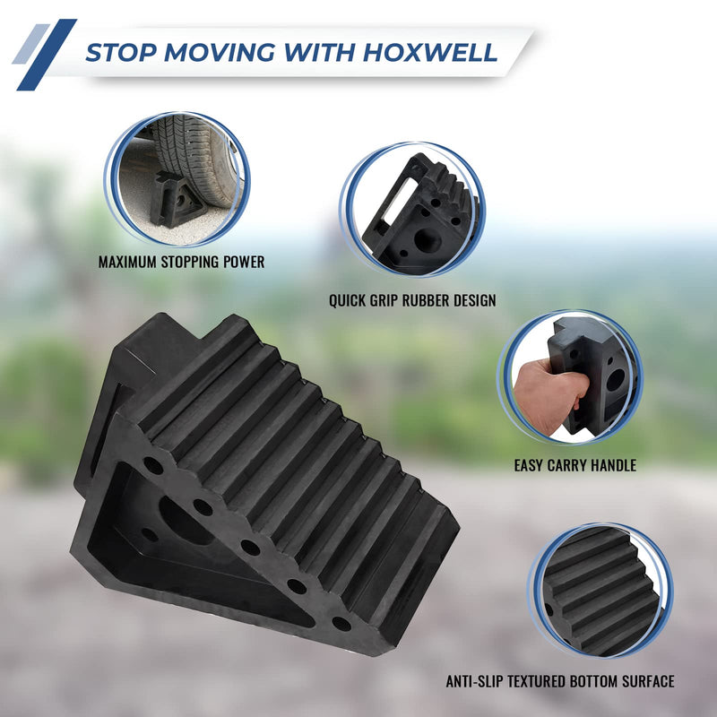 Solid Heavy Duty Rubber Wheel Chocks 4 Packs, Premium Wheel Stopper for Car, Travel Trailers, RV, Truck, and ATV(4 pcs, Black) 8" x 4" x 6" Black 4 pack
