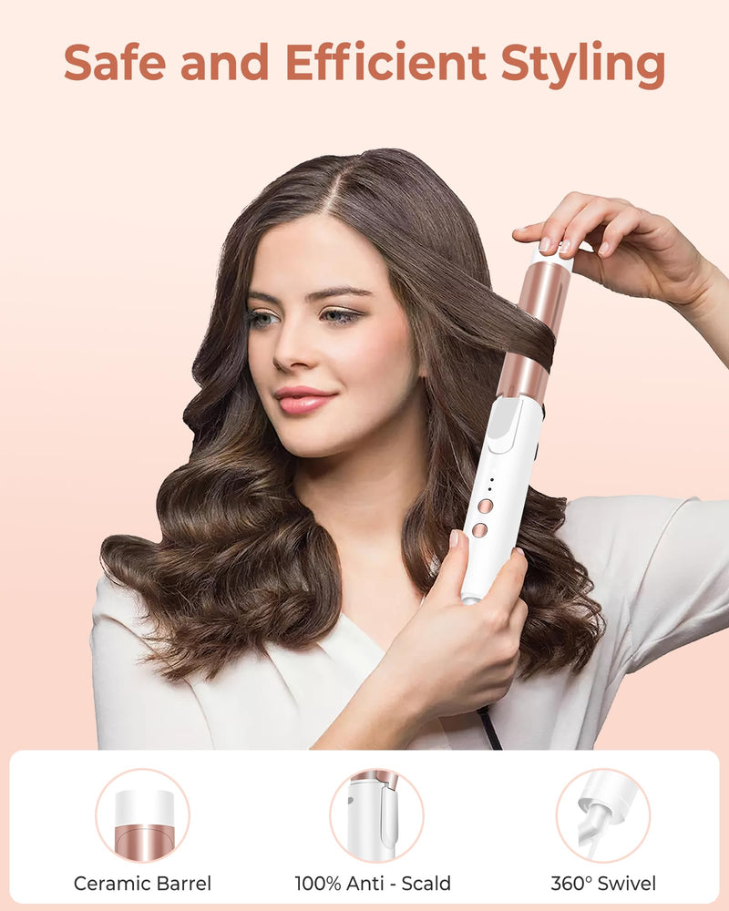 UKLISS Curling Tongs for Short Hair Medium Long Hair 25mm Mini Curling Iron | [160-200℃] 1 Inch Compact Travel Friendly Ceramic Mini Hair Curler Wand, 3 Temps Adjustable, Double Voltage (White) White