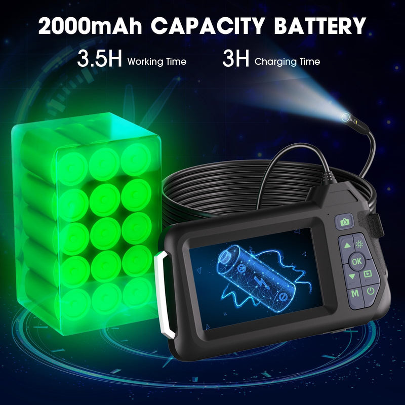 Endoscope Camera with Light,Triple Lens 1080P HD Borescope,16.4ft/5M Cable,2MP IP67 Waterproof Inspection Camera,2600mAh Battery,8GB Storage (M60-3lens-8GB-5M) M60-3lens-8GB-5M
