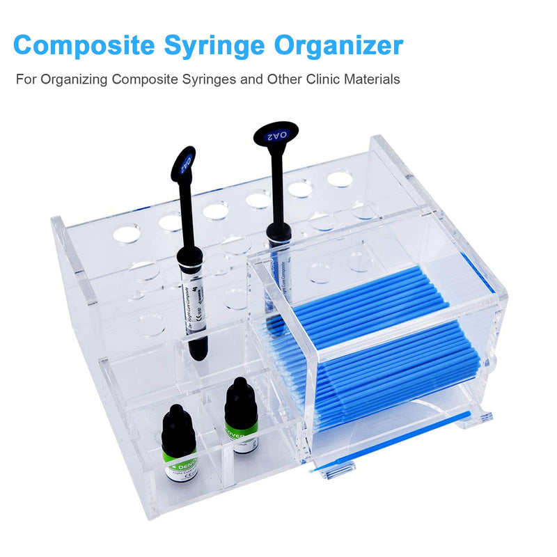 Dental Composite Syringe Organizer, Multi-Function Dental Syringe Holder, Resin Adhesive Applicators Organizer, Acrylic Case for Medical Composite Resin Adhesive Syringes, Resin Placement Rack