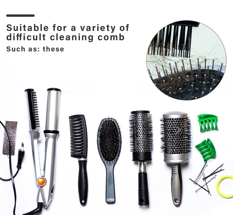 Hair brush cleaner rakes, cleaning tool set for removing hair dust, lint, debris from hairbrush, comb, hot-air brush - 2pcs