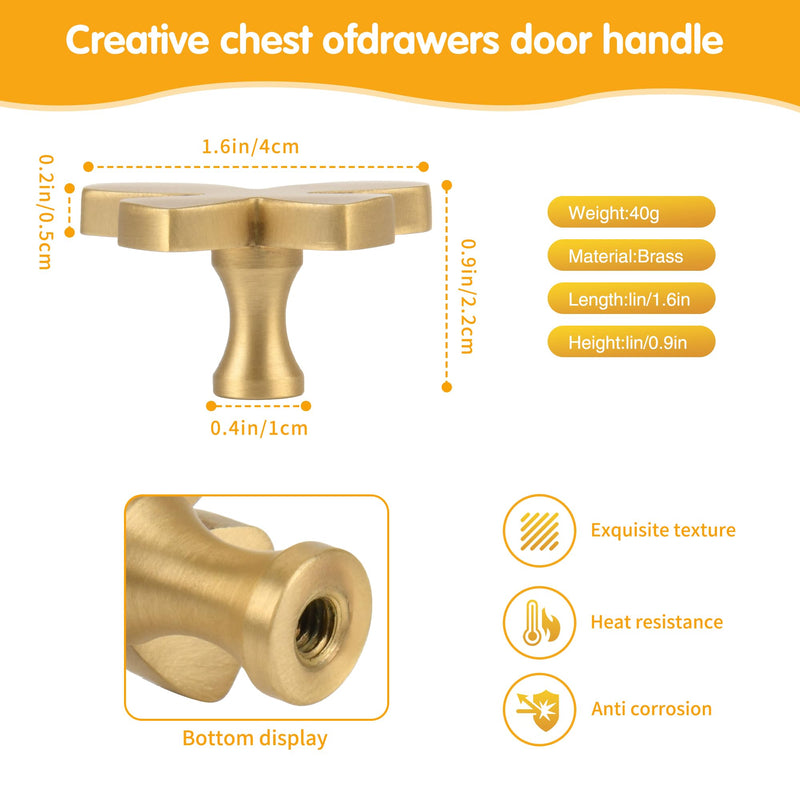 5 Pack Solid Brass Cartoon Butterfly Cabinet knob, Children's Dressing Table, Desk, Bookshelf, Drawer, Wardrobe, Gold Single Hole Handle