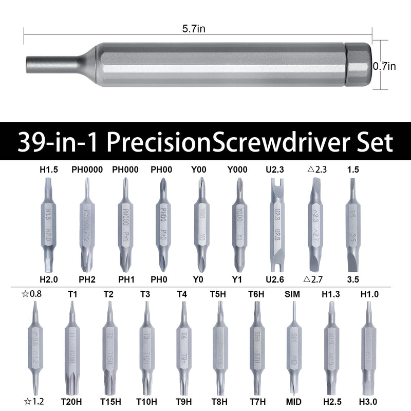 50-in-1 Precision Screwdriver Set, Magnetic Mini Repair Tool Kit with Pen Screwdriver, 38 S2 Steel Bits, Tool Tray, and 10 Finger Grips - For Eyeglasses, Watches, Laptops, Phones,Electronics