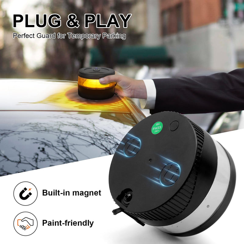 Magnetic Wireless Beacon Light, USB-C Rechargeable LED Strobe Lights for Trucks, Mini Portable Flashing Emergency Safety Warning Light for Postal Car Tractor UTV Golf Cart IP67 Waterproof Amber