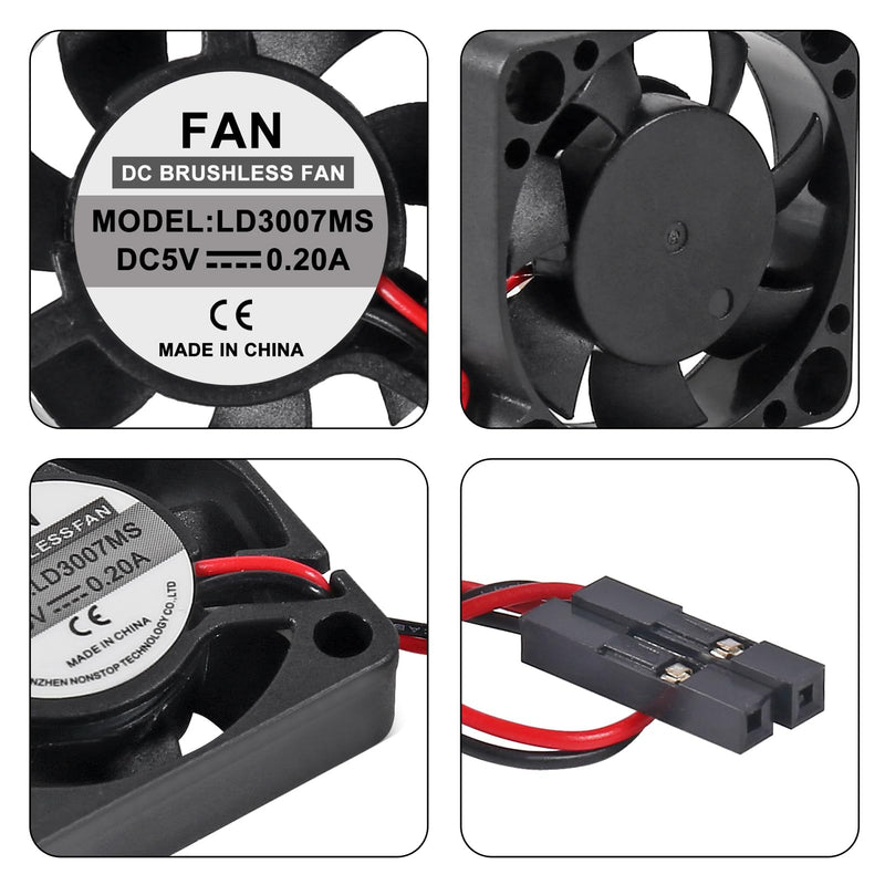 4pcs Fan for Raspberry Pi Cooling Fan Brushless CPU Cooling Fan Cooler Radiator Connector Separating One-to-Two Interface 3.3V 5V for Raspberry Pi4 Pi3 B+, Pi 3, Pi 2, Pi 1 B+ Pi Zero/Zero W