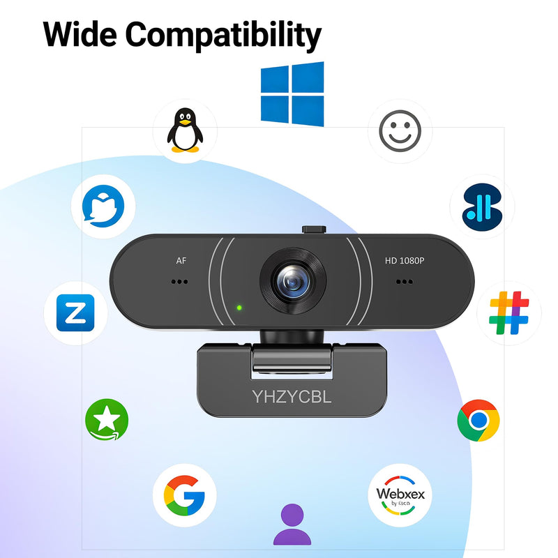 1080p Webcam for pc with Microphone, Auto Focus, with Privacy Cover | Plug & Play USB Computer Camera for Desktop Streaming Gaming Online Meeting With a tripod 360 ° Rotatable
